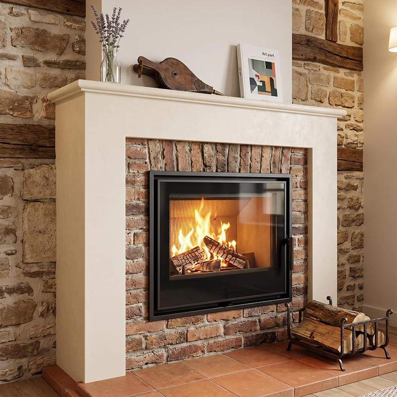 Foyer à bois encastrable CA 600, largeur 61 cm avec porte à ouverture latérale 5 kW Kobok