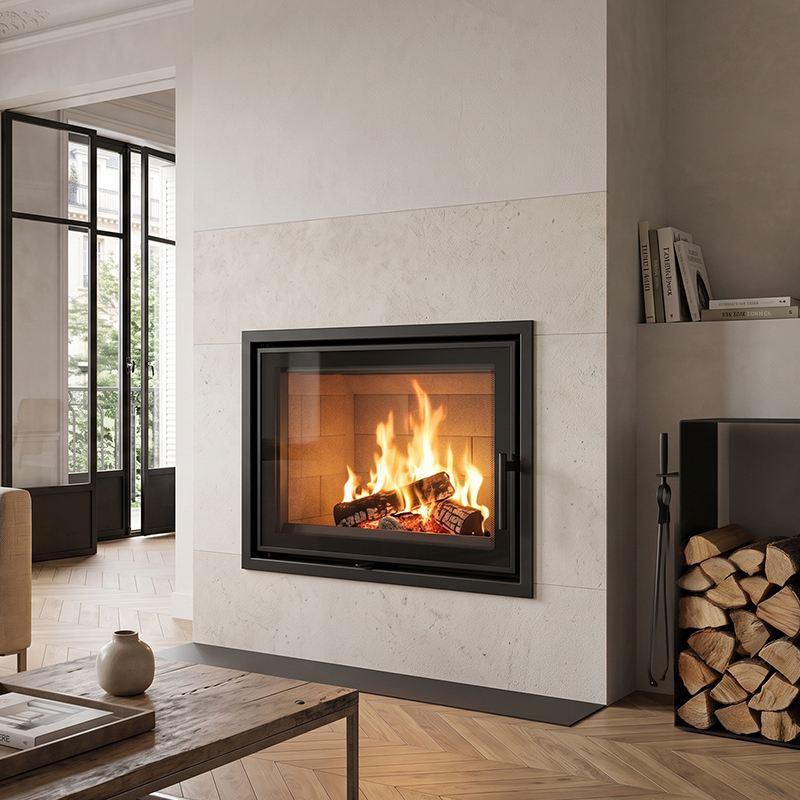 Foyer à bois STABIL L 90 cm avec porte à ouverture latérale 13,5 kW Kobok