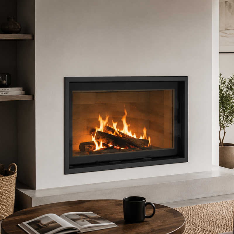 Foyer à bois STABIL L 90, largeur 97 cm avec porte relevable 13,5 kW Kobok