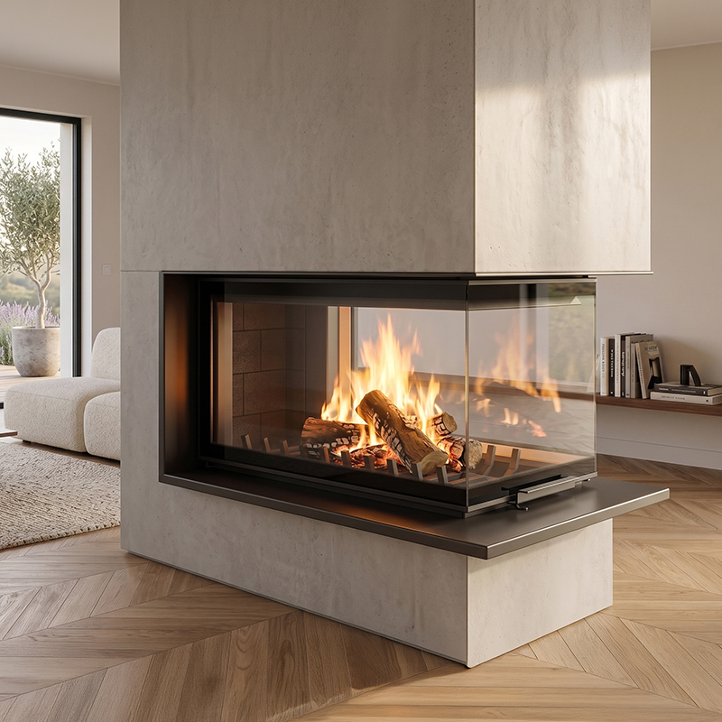 Foyer à bois STABIL OR90 90, largeur 97 cm avec porte relevable 12 kW Kobok